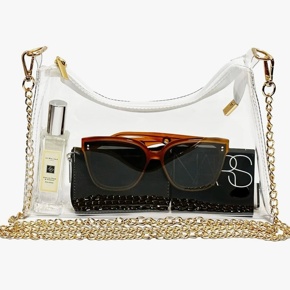 Transparent Crossbody Bag with Gold Chain